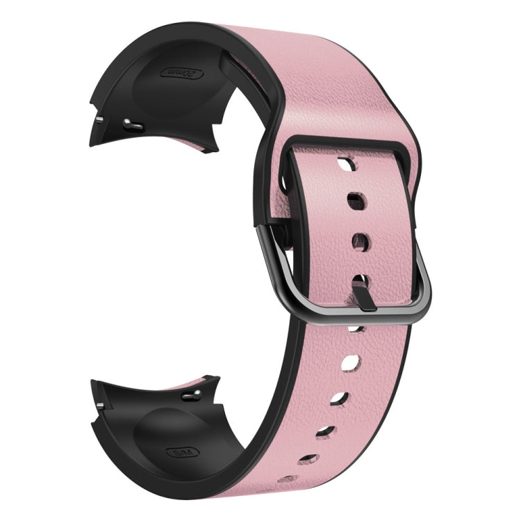 20mm Silicone Adhesive Leather Watch Band, For Samsung Galaxy Watch 5 Pro 45mm, For Samsung Galaxy Watch 4 40mm