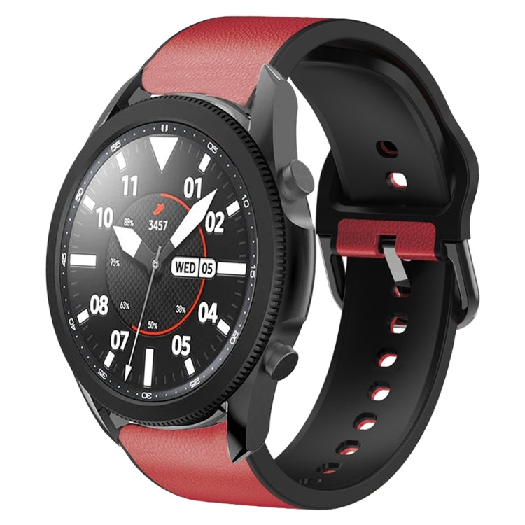 20mm Silicone Adhesive Leather Watch Band, For Samsung Galaxy Watch 5 Pro 45mm, For Samsung Galaxy Watch 4 40mm