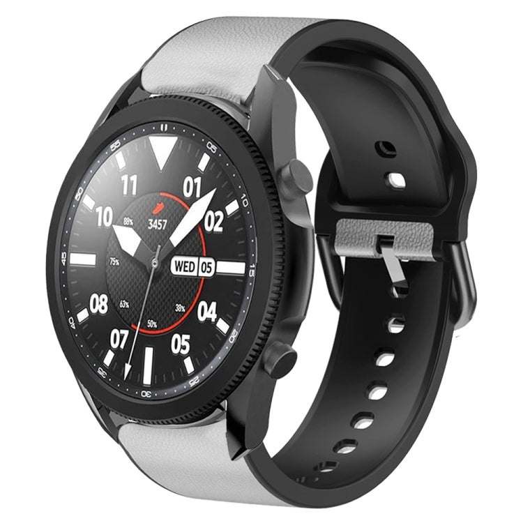 20mm Silicone Adhesive Leather Watch Band, For Samsung Galaxy Watch 5 Pro 45mm, For Samsung Galaxy Watch 4 40mm