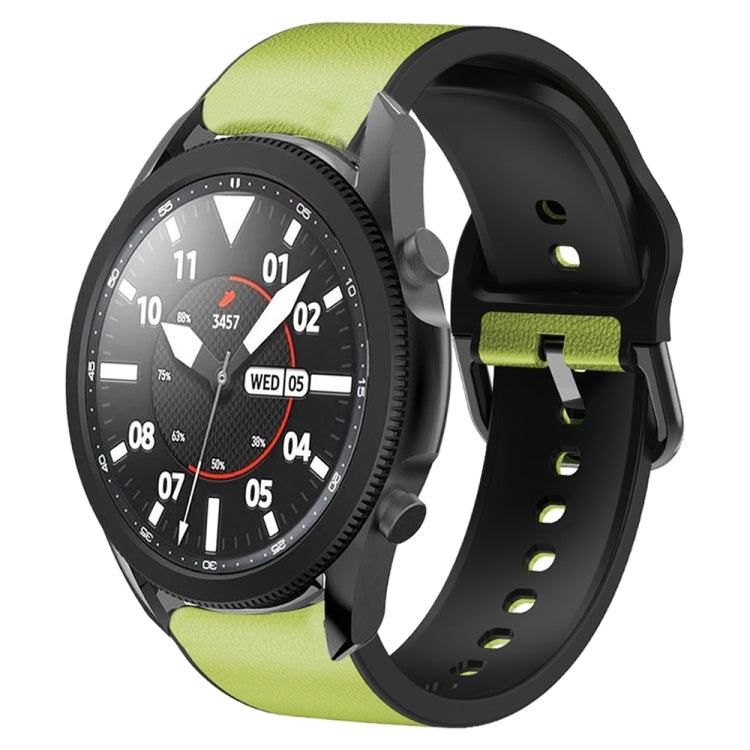 20mm Silicone Adhesive Leather Watch Band, For Samsung Galaxy Watch 5 Pro 45mm, For Samsung Galaxy Watch 4 40mm