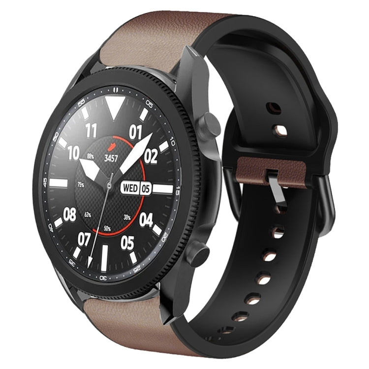 20mm Silicone Adhesive Leather Watch Band, For Samsung Galaxy Watch 5 Pro 45mm, For Samsung Galaxy Watch 4 40mm