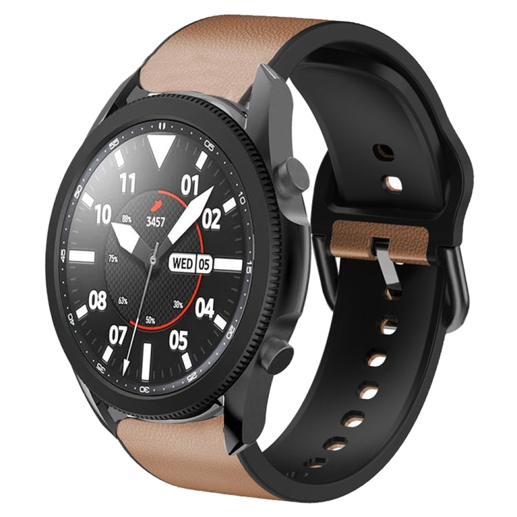 20mm Silicone Adhesive Leather Watch Band, For Samsung Galaxy Watch 5 Pro 45mm, For Samsung Galaxy Watch 4 40mm