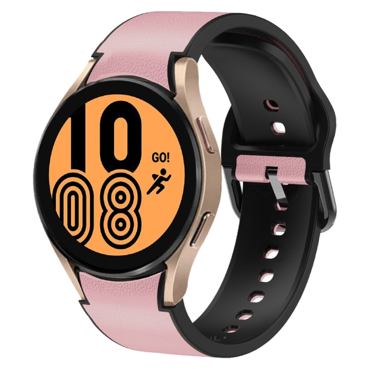 20mm Silicone Adhesive Leather Watch Band, For Samsung Galaxy Watch 5 Pro 45mm, For Samsung Galaxy Watch 4 40mm