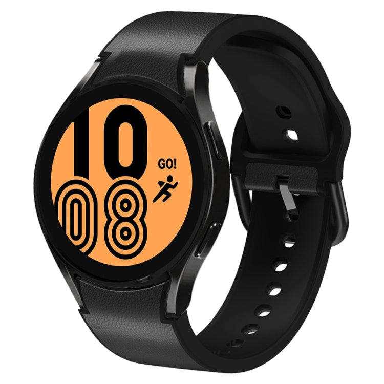 20mm Silicone Adhesive Leather Watch Band, For Samsung Galaxy Watch 5 Pro 45mm, For Samsung Galaxy Watch 4 40mm