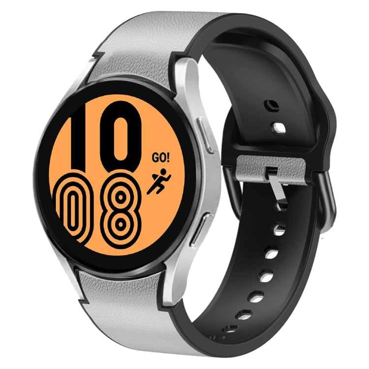 20mm Silicone Adhesive Leather Watch Band, For Samsung Galaxy Watch 5 Pro 45mm, For Samsung Galaxy Watch 4 40mm