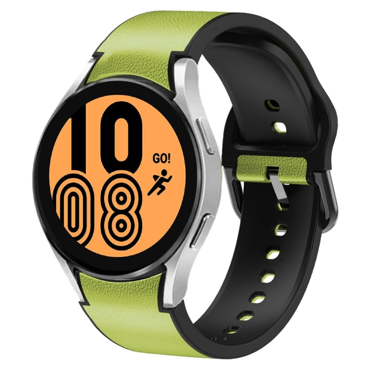 20mm Silicone Adhesive Leather Watch Band, For Samsung Galaxy Watch 5 Pro 45mm, For Samsung Galaxy Watch 4 40mm