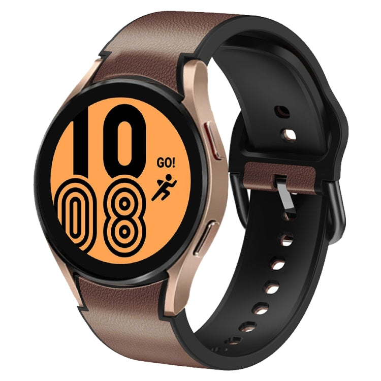 20mm Silicone Adhesive Leather Watch Band, For Samsung Galaxy Watch 5 Pro 45mm, For Samsung Galaxy Watch 4 40mm