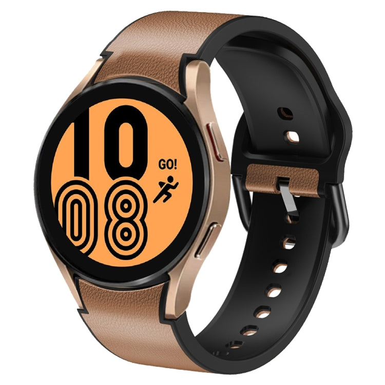 20mm Silicone Adhesive Leather Watch Band, For Samsung Galaxy Watch 5 Pro 45mm, For Samsung Galaxy Watch 4 40mm