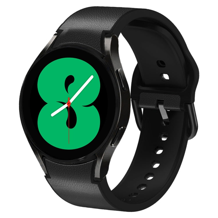 20mm Silicone Adhesive Leather Watch Band, For Samsung Galaxy Watch 4 44mm, For Samsung Galaxy Watch 4 Classic 46mm