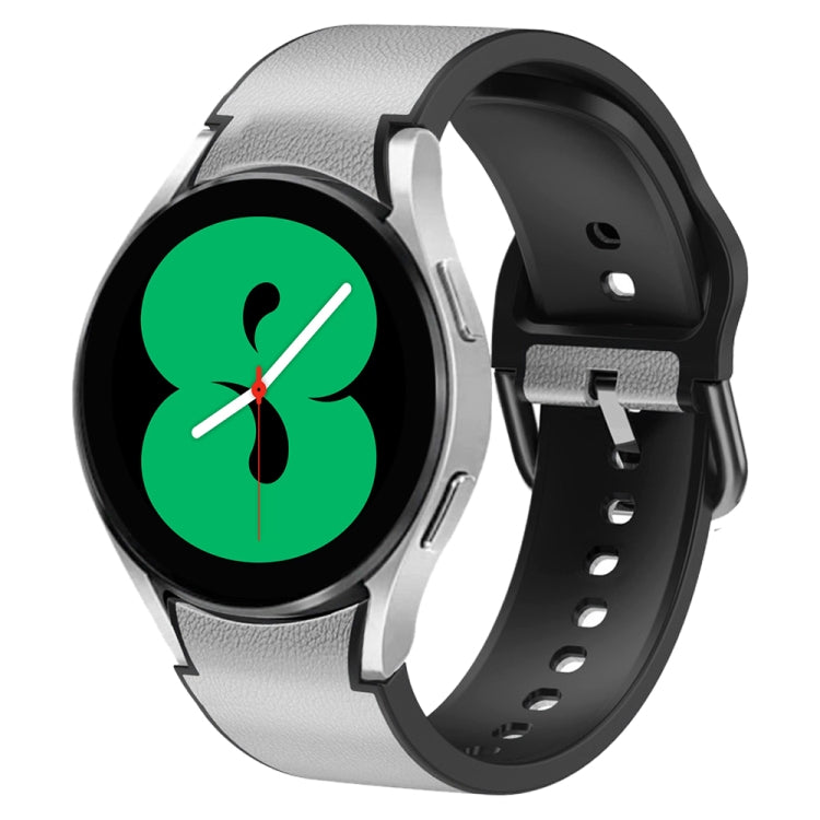 20mm Silicone Adhesive Leather Watch Band, For Samsung Galaxy Watch 4 44mm, For Samsung Galaxy Watch 4 Classic 46mm