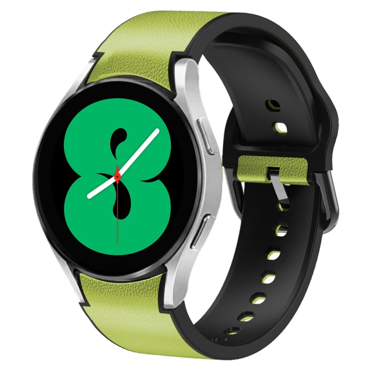 20mm Silicone Adhesive Leather Watch Band, For Samsung Galaxy Watch 4 44mm, For Samsung Galaxy Watch 4 Classic 46mm