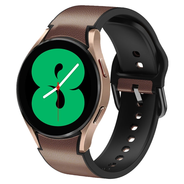20mm Silicone Adhesive Leather Watch Band, For Samsung Galaxy Watch 4 44mm, For Samsung Galaxy Watch 4 Classic 46mm