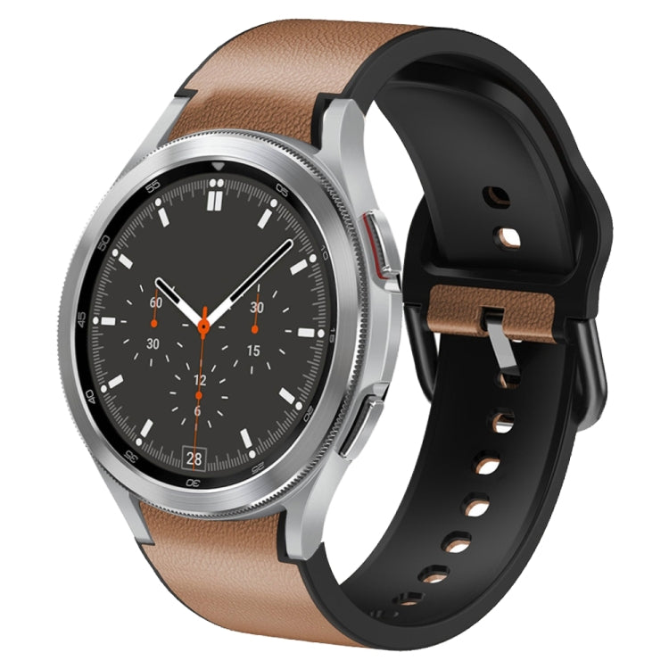 20mm Silicone Adhesive Leather Watch Band, For Samsung Galaxy Watch 4 44mm, For Samsung Galaxy Watch 4 Classic 46mm