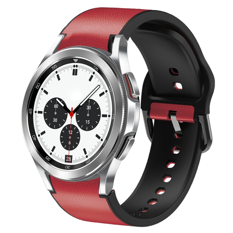 20mm Silicone Adhesive Leather Watch Band, For Samsung Galaxy Watch 4 Classic 42mm, For Samsung Galaxy Watch Active 2