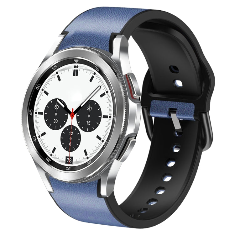 20mm Silicone Adhesive Leather Watch Band, For Samsung Galaxy Watch 4 Classic 42mm, For Samsung Galaxy Watch Active 2