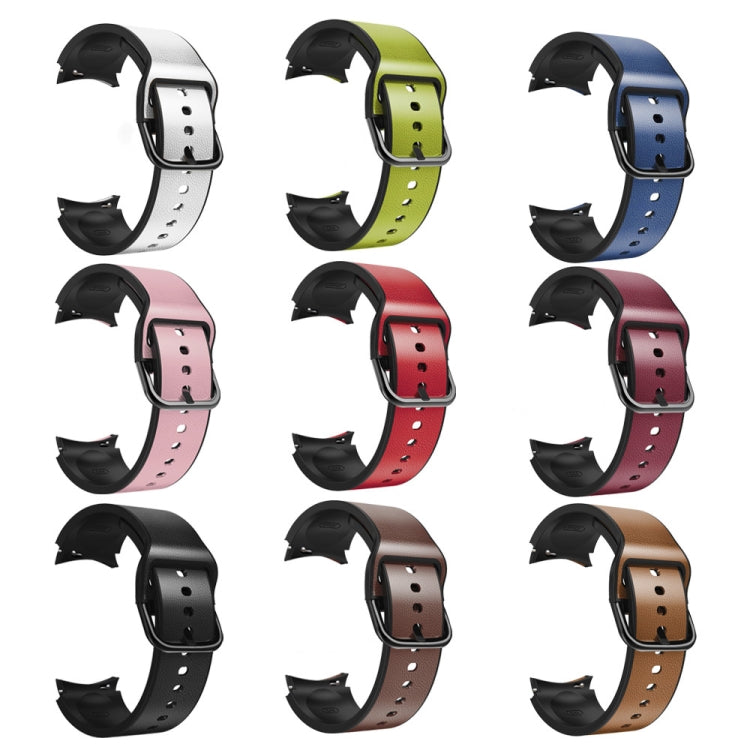 20mm Silicone Adhesive Leather Watch Band, For Samsung Galaxy Watch 4 Classic 42mm, For Samsung Galaxy Watch Active 2