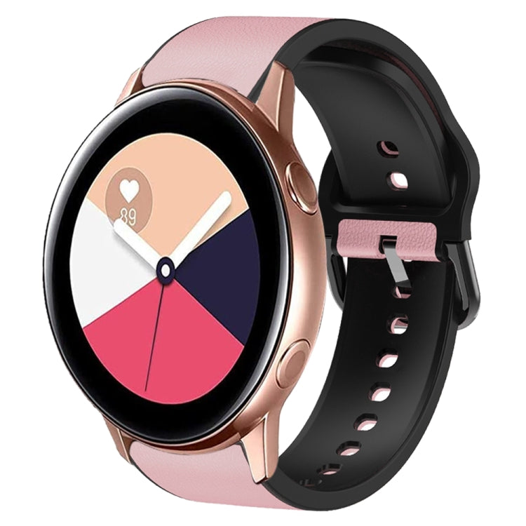 20mm Silicone Adhesive Leather Watch Band, For Samsung Galaxy Watch 4 Classic 42mm, For Samsung Galaxy Watch Active 2