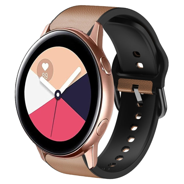 20mm Silicone Adhesive Leather Watch Band, For Samsung Galaxy Watch 4 Classic 42mm, For Samsung Galaxy Watch Active 2