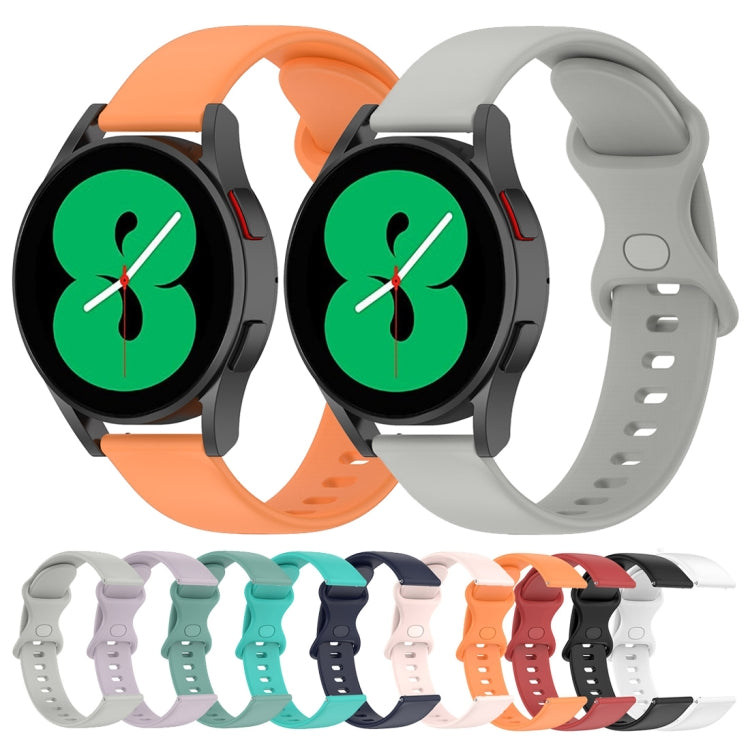 20mm Butterfly Buckle Solid Color Silicone Watch Band, For Samsung Galaxy Watch4 44mm, For Samsung Galaxy Watch4 Classic 46mm