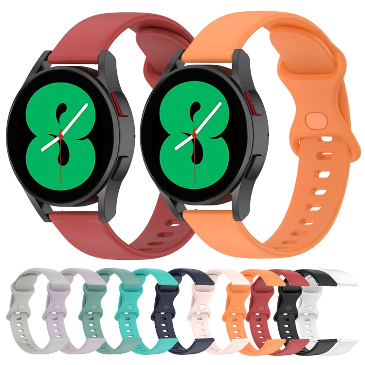 20mm Butterfly Buckle Solid Color Silicone Watch Band, For Samsung Galaxy Watch4 Classic 42mm, For Samsung Galaxy Watch Active 2