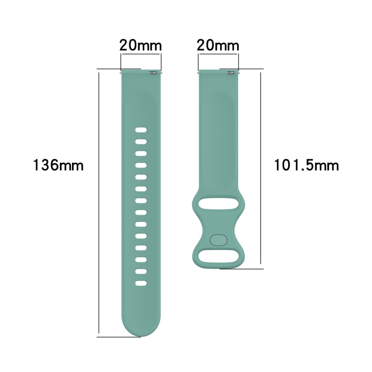 20mm Butterfly Buckle Solid Color Silicone Watch Band, For Samsung Galaxy Watch4 Classic 42mm, For Samsung Galaxy Watch Active 2