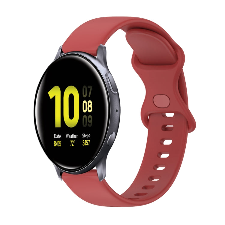 20mm Butterfly Buckle Solid Color Silicone Watch Band, For Samsung Galaxy Watch4 Classic 42mm, For Samsung Galaxy Watch Active 2