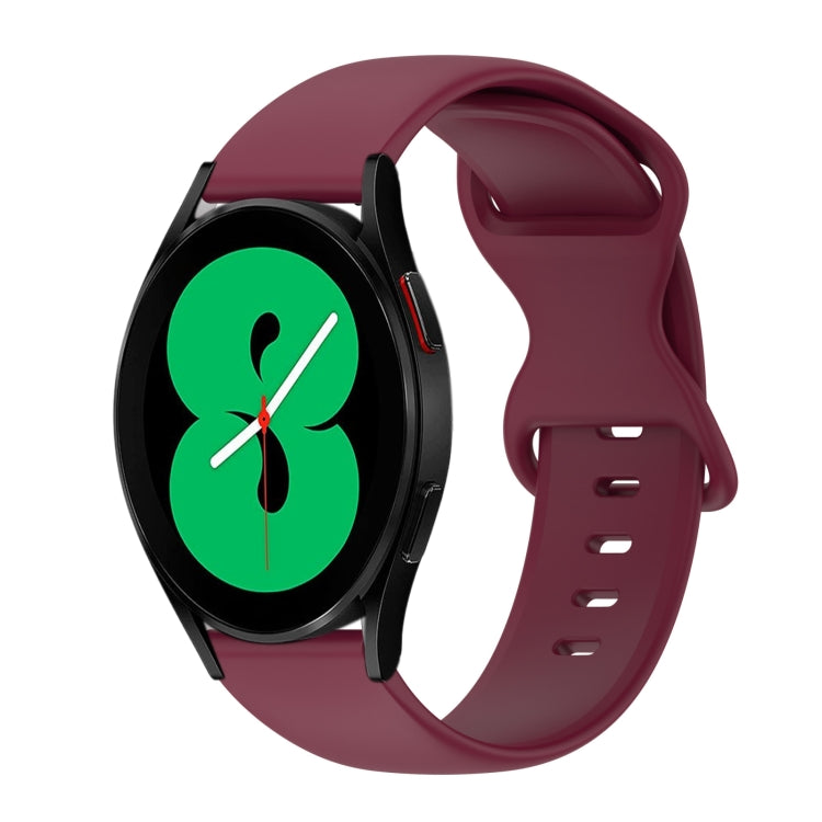 20mm Butterfly Buckle Solid Color Silicone Watch Band, For Samsung Galaxy Watch 4 44mm, For Samsung Galaxy Watch 4 Classic 46mm