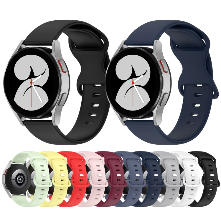 20mm Butterfly Buckle Solid Color Silicone Watch Band, For Samsung Galaxy Watch 4 44mm, For Samsung Galaxy Watch 4 Classic 46mm