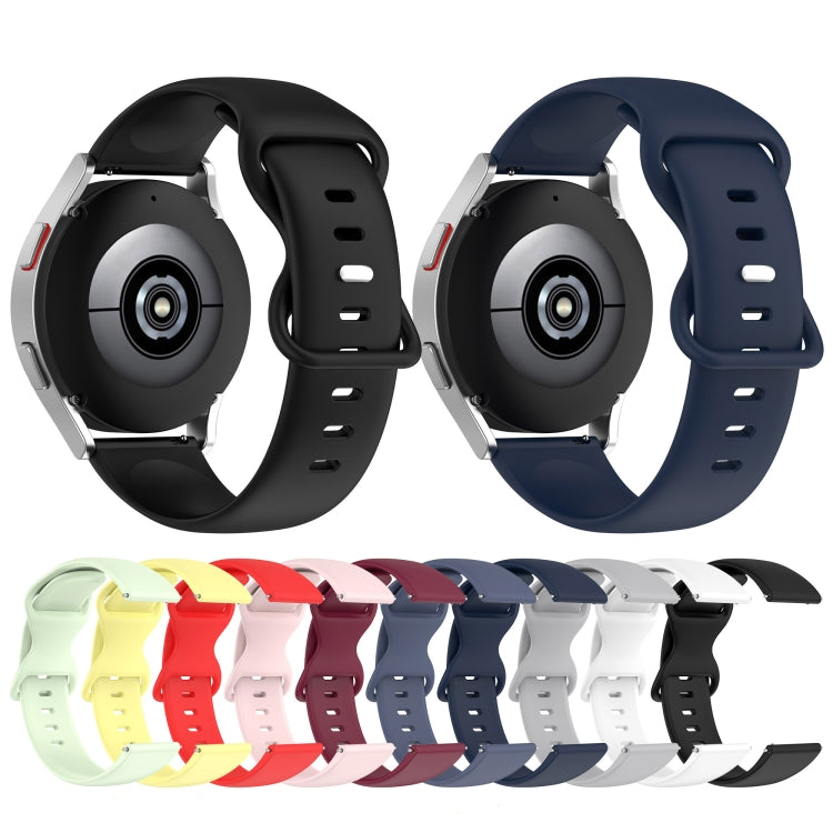 20mm Butterfly Buckle Solid Color Silicone Watch Band, For Samsung Galaxy Watch 4 44mm, For Samsung Galaxy Watch 4 Classic 46mm