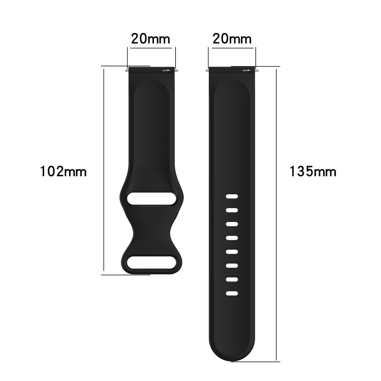20mm Butterfly Buckle Solid Color Silicone Watch Band, For Samsung Galaxy Watch 4 44mm, For Samsung Galaxy Watch 4 Classic 46mm
