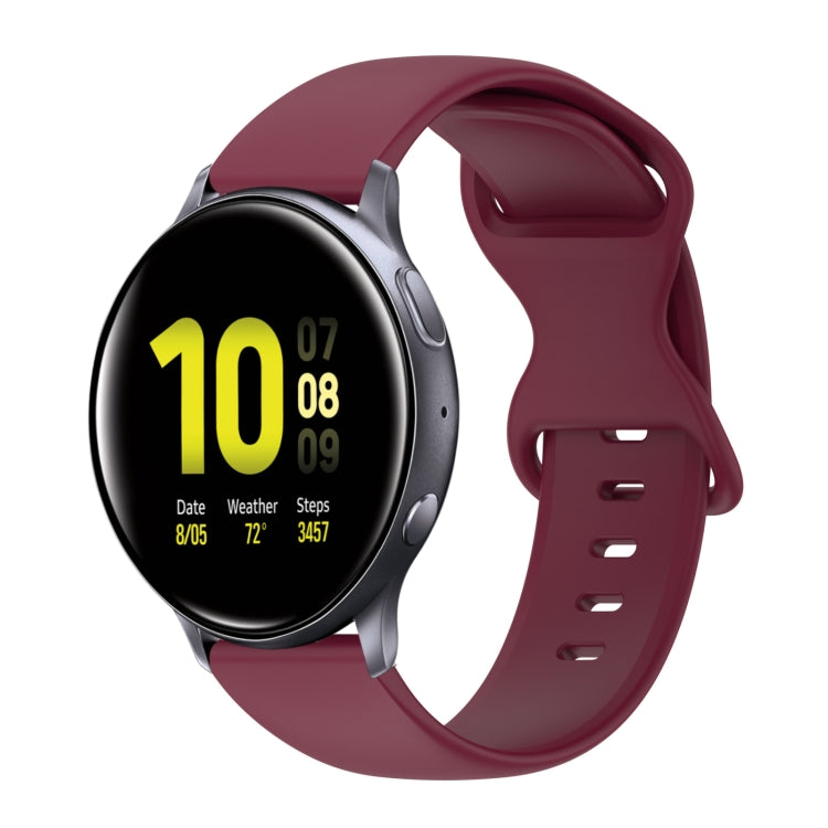 20mm Butterfly Buckle Solid Color Silicone Watch Band, For Samsung Galaxy Watch 4 Classic 42mm, For Samsung Galaxy Watch Active 2