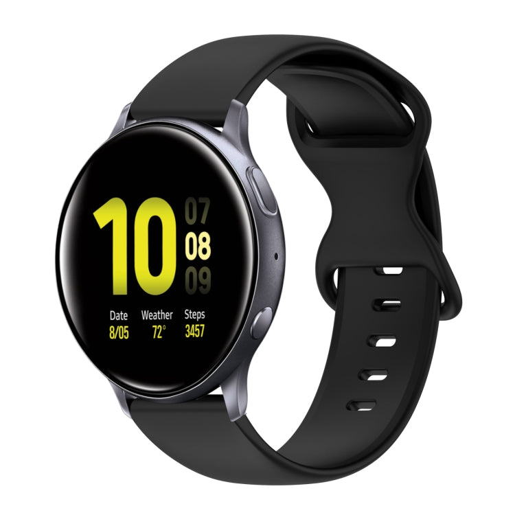 20mm Butterfly Buckle Solid Color Silicone Watch Band, For Samsung Galaxy Watch 4 Classic 42mm, For Samsung Galaxy Watch Active 2