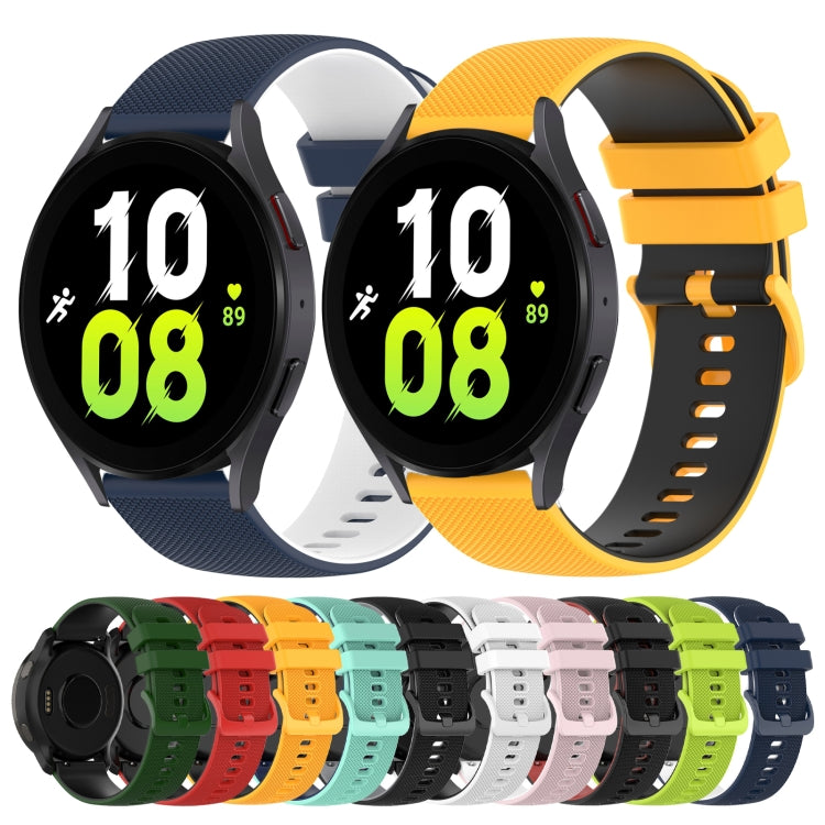 20mm Checkered Two-Color Silicone Watch Band, For Samsung Galaxy Watch5 44mm, For Samsung Galaxy Watch5 Pro 45mm