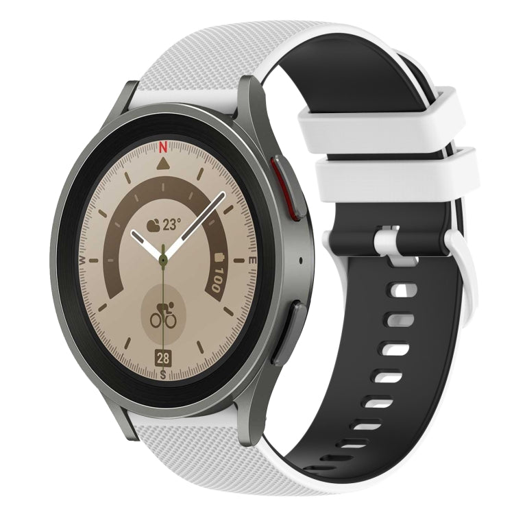 20mm Checkered Two-Color Silicone Watch Band, For Samsung Galaxy Watch5 44mm, For Samsung Galaxy Watch5 Pro 45mm