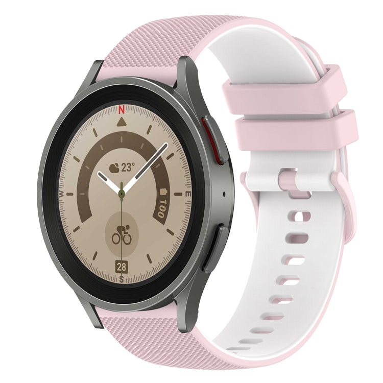 20mm Checkered Two-Color Silicone Watch Band, For Samsung Galaxy Watch5 44mm, For Samsung Galaxy Watch5 Pro 45mm