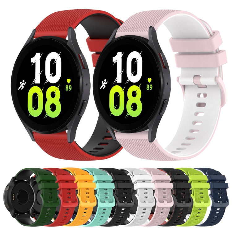 20mm Checkered Two-Color Silicone Watch Band, For Samsung Galaxy Watch4 40mm, For Samsung Galaxy Watch4 44mm
