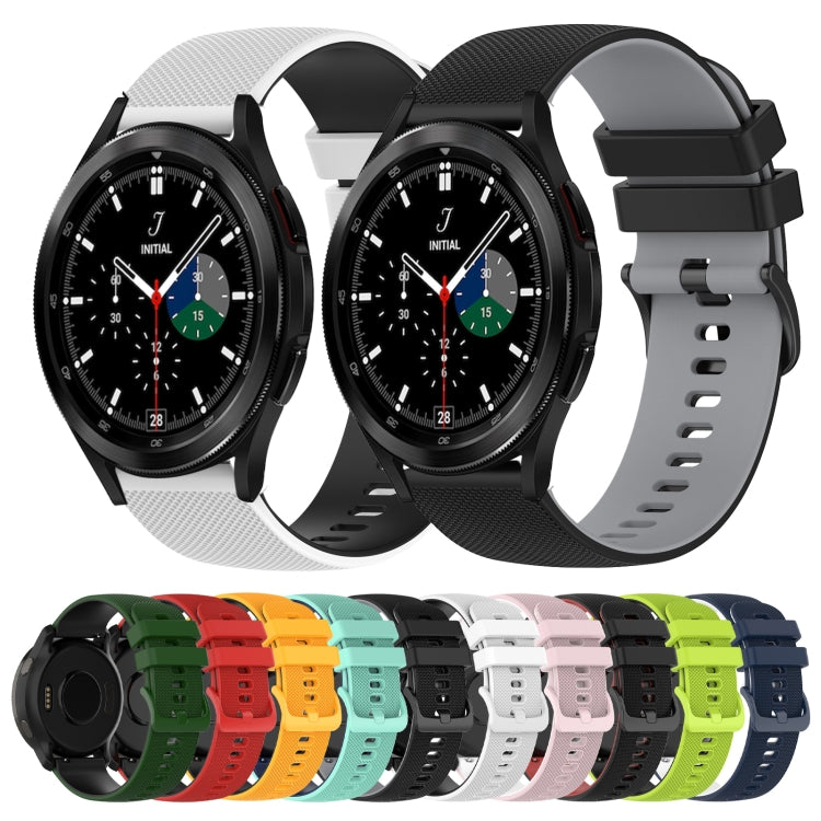 20mm Checkered Two-Color Silicone Watch Band, For Samsung Galaxy Watch4 Classic 46mm, For Samsung Galaxy Watch3 41mm
