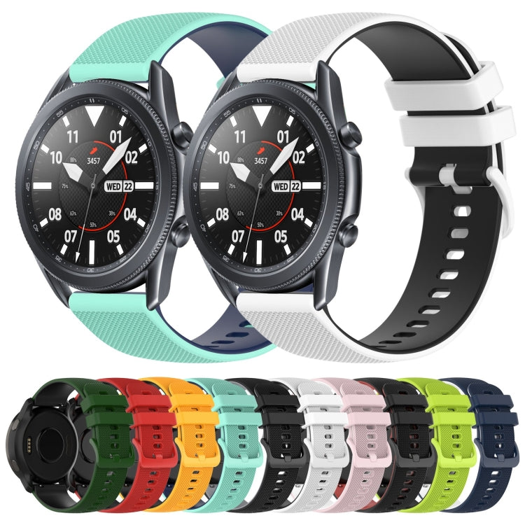 22mm Checkered Two-Color Silicone Watch Band, For Samsung Galaxy Watch3 45mm, For Samsung Galaxy Watch 46mm