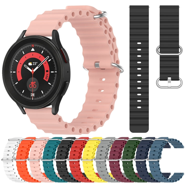20mm Ocean Style Silicone Solid Color Watch Band, For Samsung Galaxy Watch 5 Pro 45mm, For Samsung Galaxy Watch 4 44mm