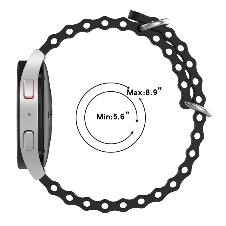 20mm Ocean Style Silicone Solid Color Watch Band, For Samsung Galaxy Watch 5 Pro 45mm, For Samsung Galaxy Watch 4 44mm