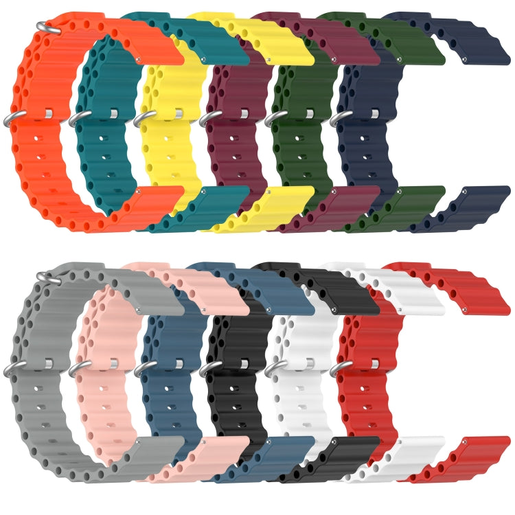 20mm Ocean Style Silicone Solid Color Watch Band, For Samsung Galaxy Watch 4 Classic 46mm, For Samsung Galaxy Watch Active 2 40mm