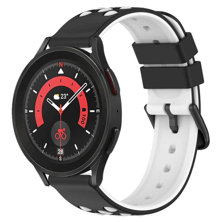 20mm Two-Color Porous Silicone Watch Band, For Samsung Galaxy Watch5 Pro 45mm, For Samsung Galaxy Watch4 44mm
