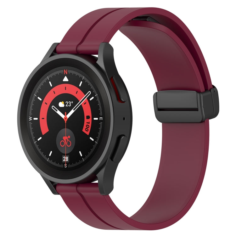 20mm Solid Color Magnetic Clasp Silicone Watch Band, For Samsung Galaxy Watch 5 Pro 45mm, For Samsung Galaxy Watch4 44mm