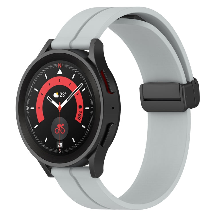 20mm Solid Color Magnetic Clasp Silicone Watch Band, For Samsung Galaxy Watch 5 Pro 45mm, For Samsung Galaxy Watch4 44mm