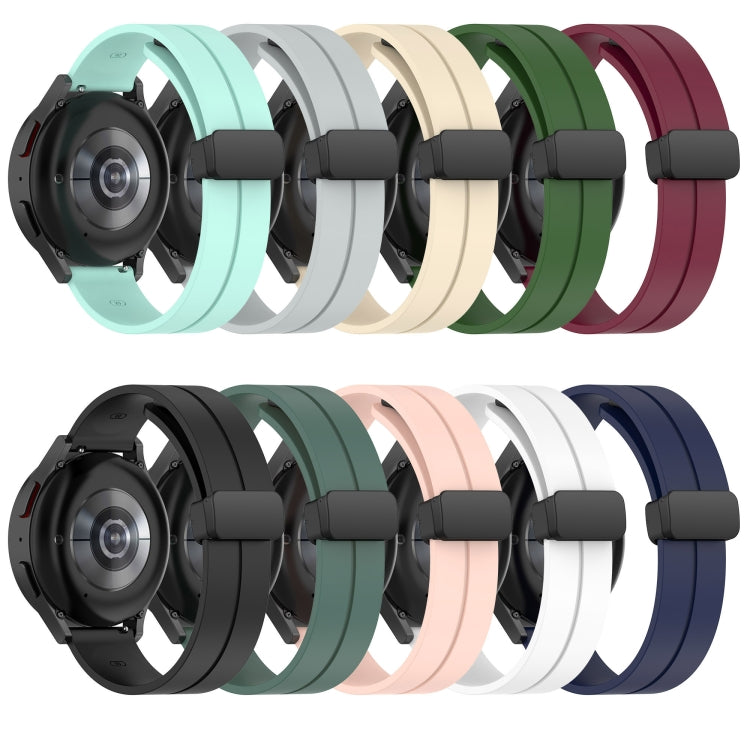 20mm Solid Color Magnetic Clasp Silicone Watch Band, For Samsung Galaxy Watch 5 Pro 45mm, For Samsung Galaxy Watch4 44mm