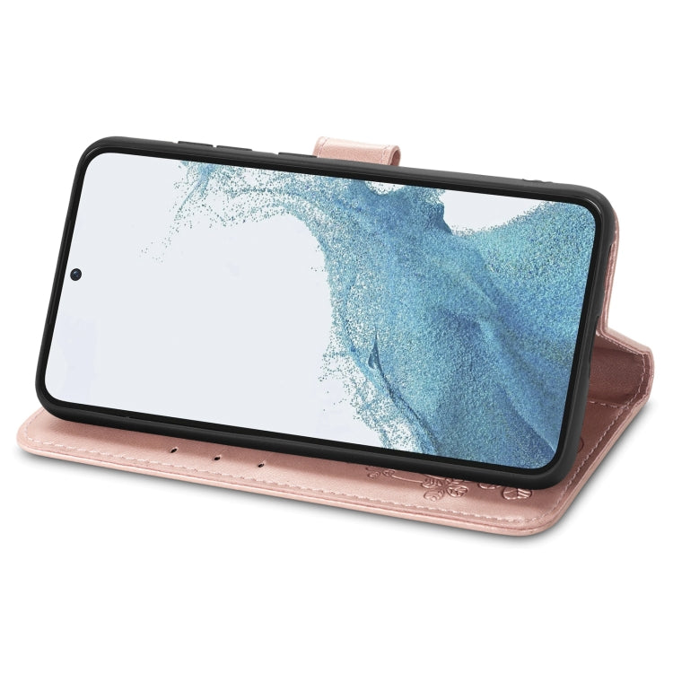 Four-leaf Clasp Embossed Buckle Leather Phone Case