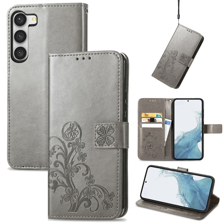Four-leaf Clasp Embossed Buckle Leather Phone Case