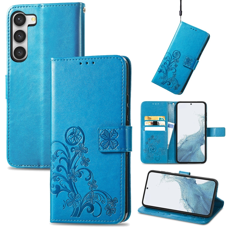 Four-leaf Clasp Embossed Buckle Leather Phone Case