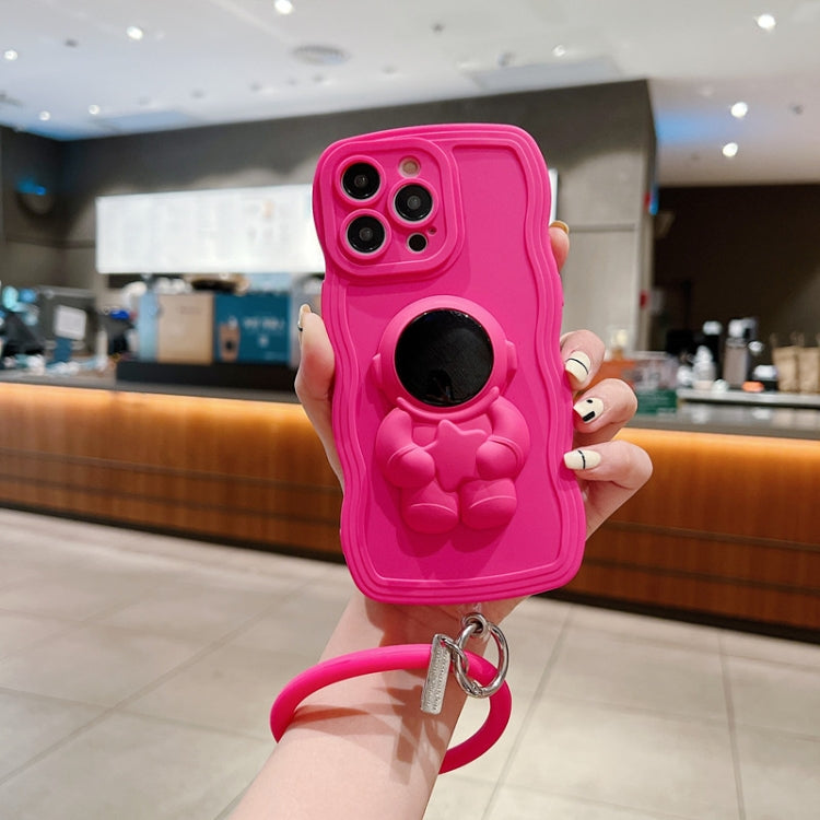 3D Astronaut Holder Skin-feel Silicone Phone Case with Wristband, For iPhone 11 Pro Max, For iPhone 11 Pro, For iPhone 11