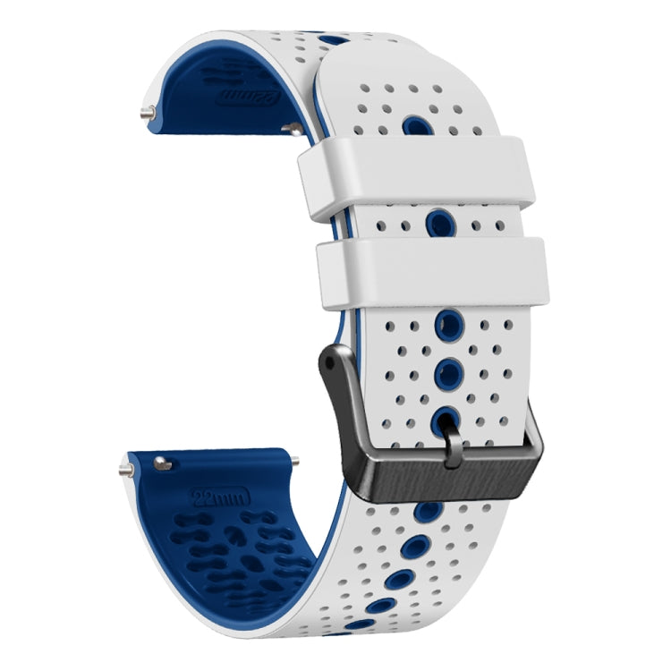 22mm Perforated Two-Color Silicone Watch Band, For Samsung Galaxy Watch3 45mm, For Samsung Galaxy Watch 46mm